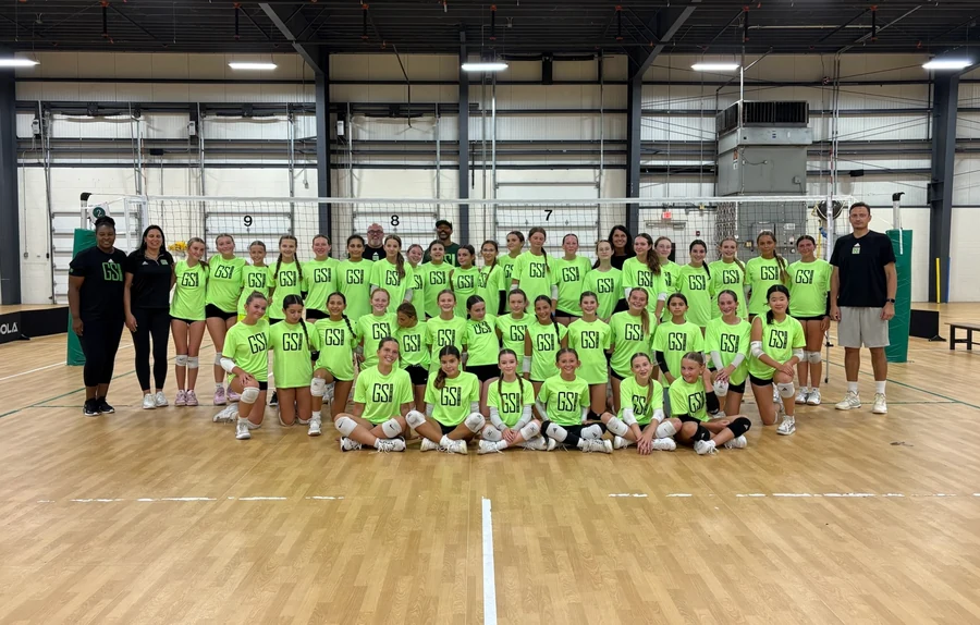 GSI Academy student-athletes gathered during a volleyball camp