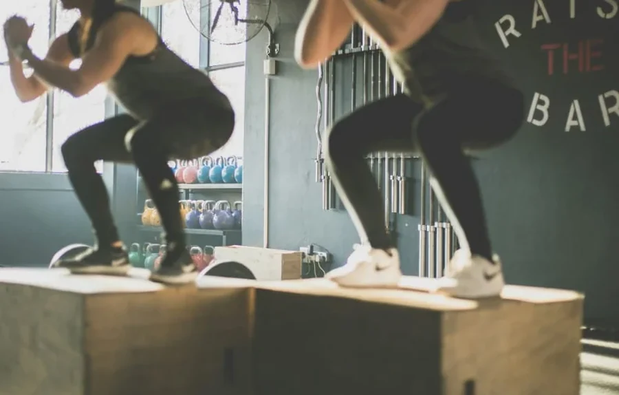 Volleyball athlete completing a strength training exercise